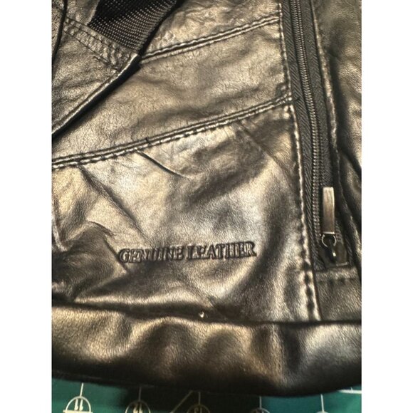 Buxton Genuine Leather Black Crossbody Shoulder Bag Multiple Zipper Pockets Adju - Picture 8 of 11